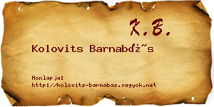 Kolovits Barnabás névjegykártya